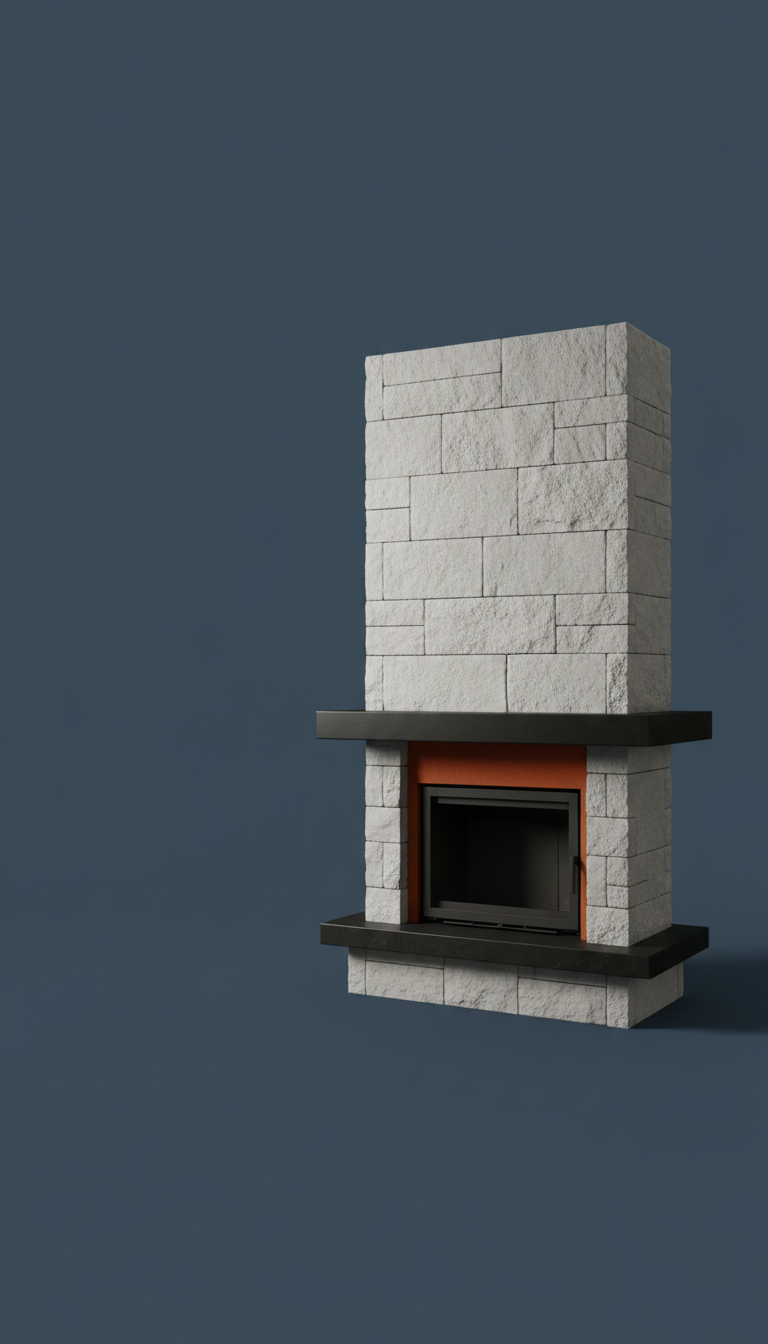Modern Stone Corner Wood-Burning Fireplace