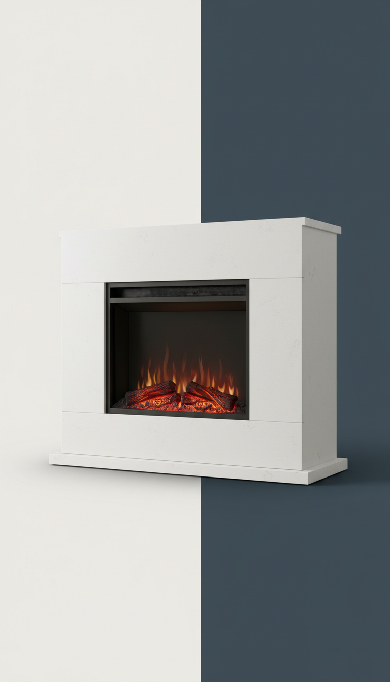 White Quartz Surround Electric Fireplace